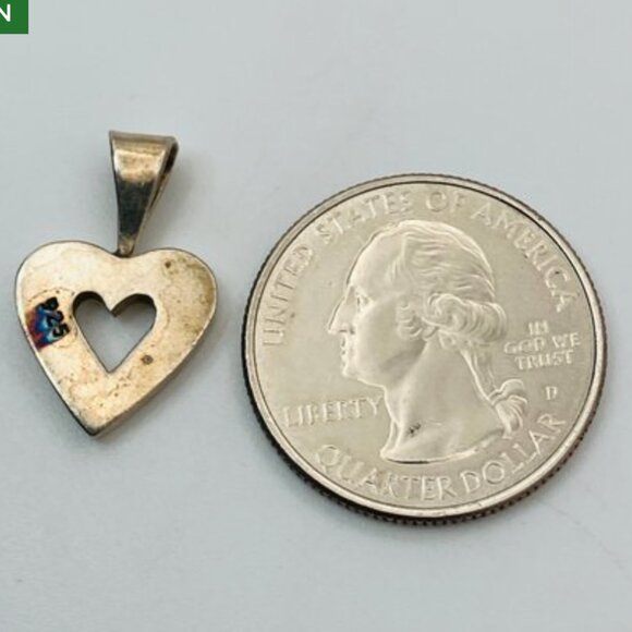 925 Sterling Silver Heart Necklace Cutout Heart Pendant on Sterling Box Chain - Picture 6 of 11